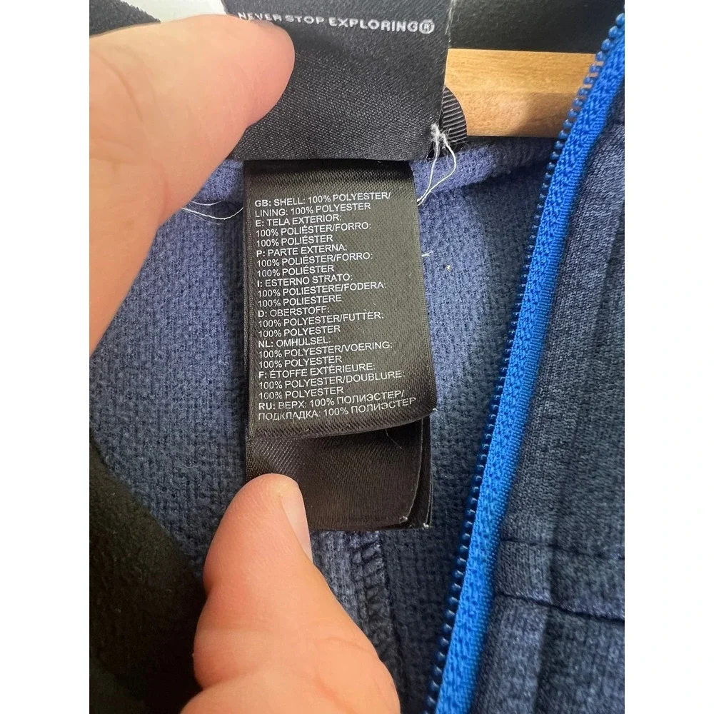 The North Face Full Zip Fleece Jacket Mens XXL Blue‎ Good Heathered Mock Neck
